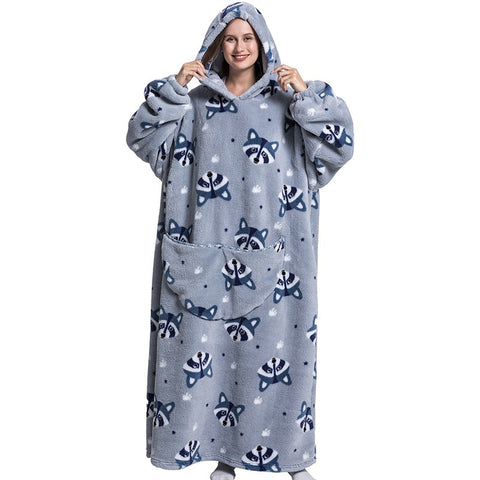 Image of Flannel Blanket with Sleeves Winter Hoodies