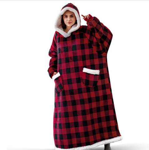 Image of Long Flannel Blanket with Sleeves Winter Hoodies