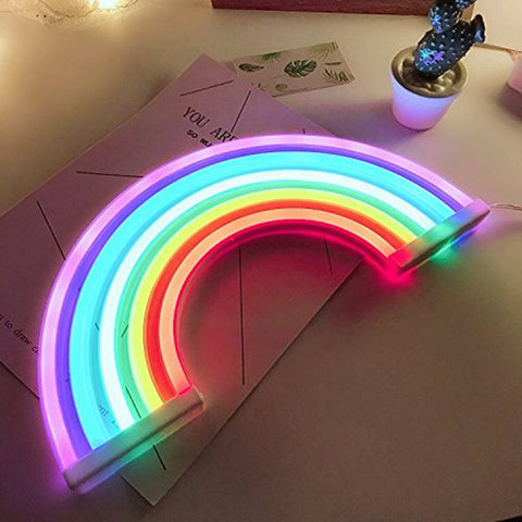 Image of Cute Rainbow Neon Sign LED Rainbow Light Lamp.