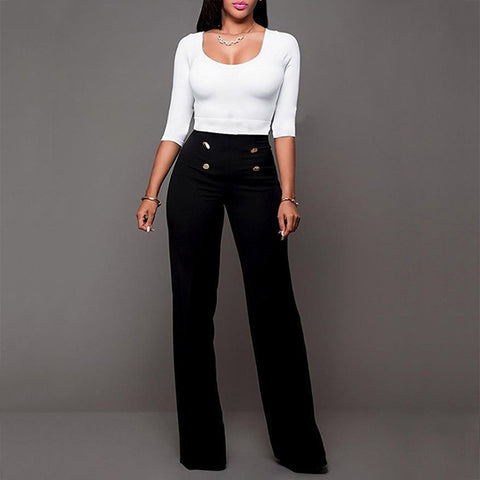 Image of Wide Leg High Waist Casual Pants