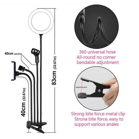 Image of 8inch LED Ring Light kit for Makeup Tutorial.