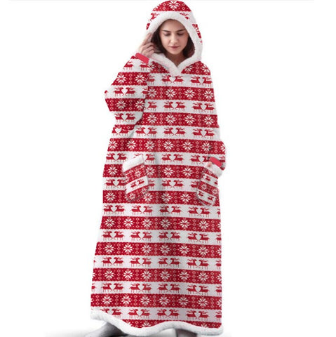 Image of Long Flannel Blanket with Sleeves Winter Hoodies