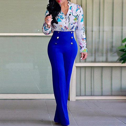 Image of Wide Leg High Waist Casual Pants