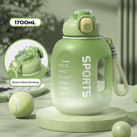 Image of 1.7L Super Capacity Gradient Straw Sports Fitness Water Bottle