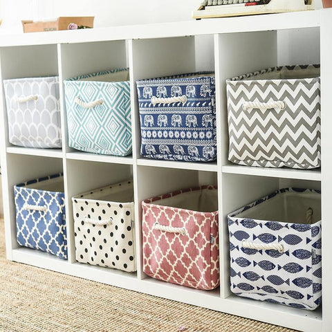 Image of Cube Canvas Fabric Storage Basket.