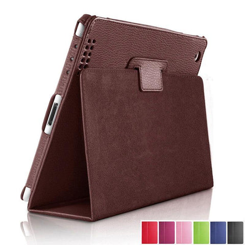 Image of Auto Flip Litchi PU Leather Cover For New ipad.
