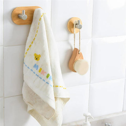 Image of Stainless Steel Bamboo And Wood Three-row Hook.