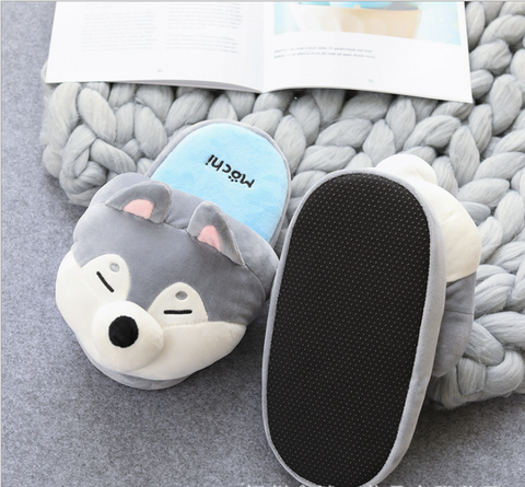Image of Cute Shiba Inu Shoes Women's Soft Short Furry Plush Slippers