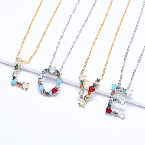Image of Multicolor charm Gold pendant Necklace.