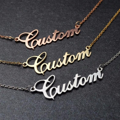 Image of Stainless Steel Name Necklace Personalized Letter.