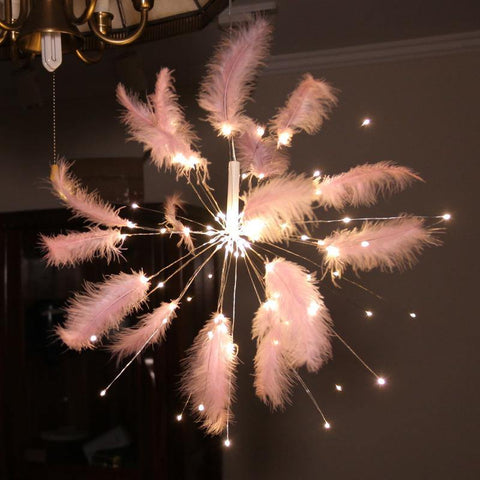 Image of Hanging Starburst Fairy Feather Fireworks Light String 100 LED.