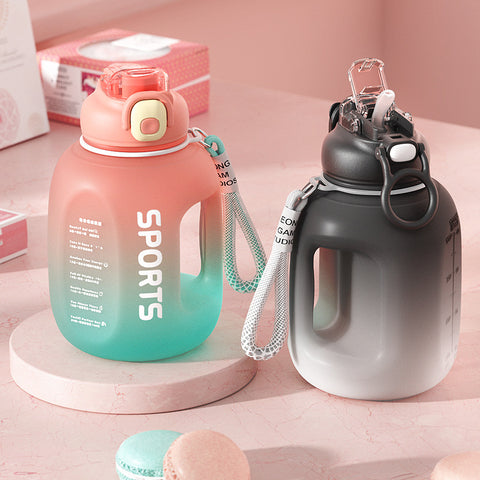 Image of 1.7L Super Capacity Gradient Straw Sports Fitness Water Bottle