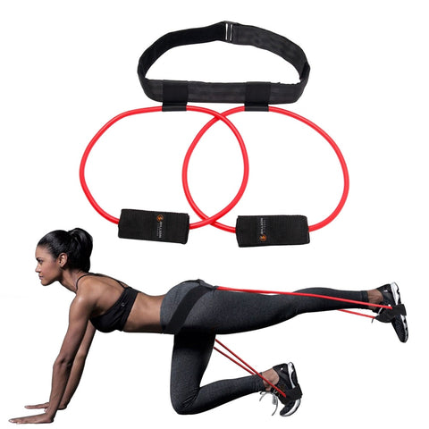 Image of Women Leg Glute Lifter Rubber Loop Exercise Yoga Fitness Workout.