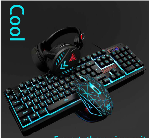 Image of Waterproof LED Keyboard Mouse Headset Gaming set