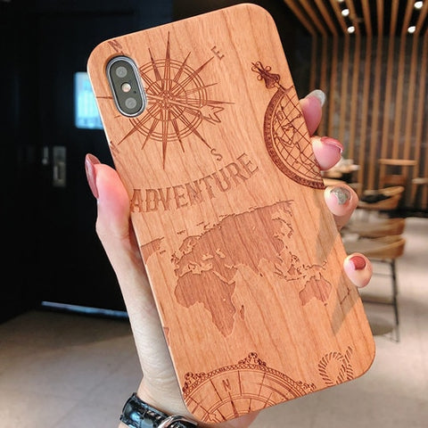 Image of Engraving Real Wood Cell Phone Case for iPhone