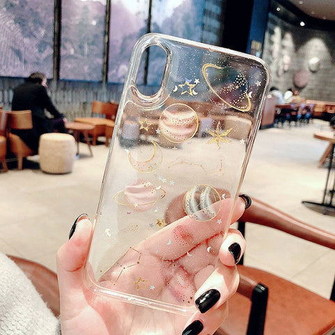 Image of Glitter Cute Space Planet Phone Case For iPhone