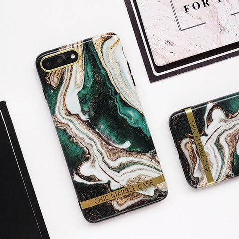 Image of Artistic Agate Marble Gold Bar Phone Case For iphone