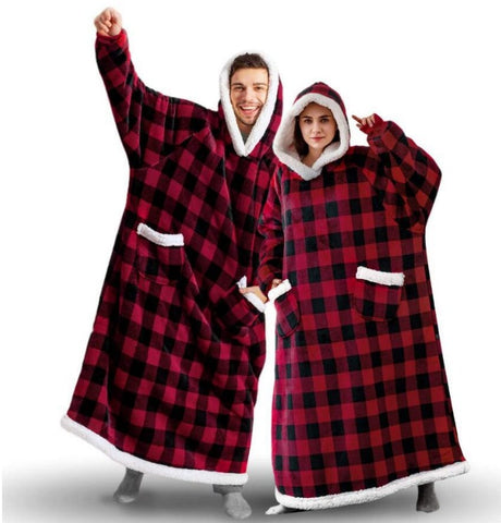 Image of Long Flannel Blanket with Sleeves Winter Hoodies