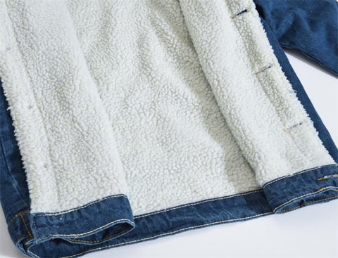 Image of Winter Men's Casual Denim Jacket Plus Velvet Warm Cotton Coat.