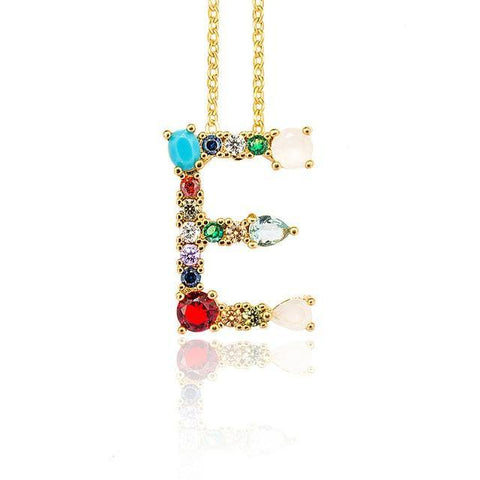 Image of Multicolor charm Gold pendant Necklace.