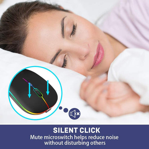 Image of Wireless Mouse Bluetooth RGB Rechargeable LED.