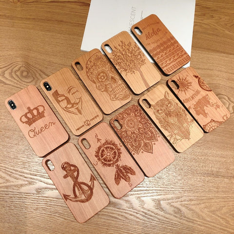 Image of Engraving Real Wood Cell Phone Case for iPhone