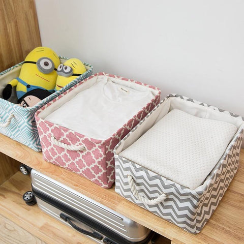 Image of Cube Canvas Fabric Storage Basket.