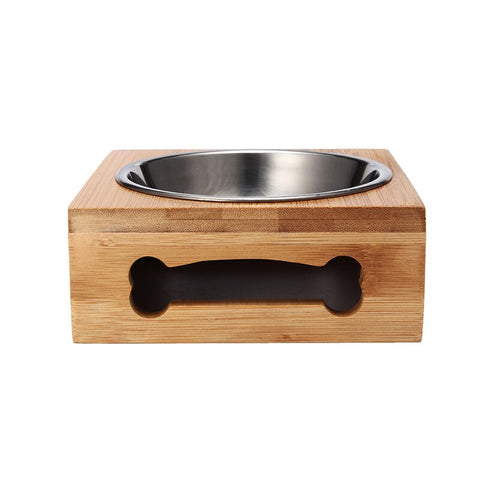 Image of Pets Bamboo Rack Food Water Bowl