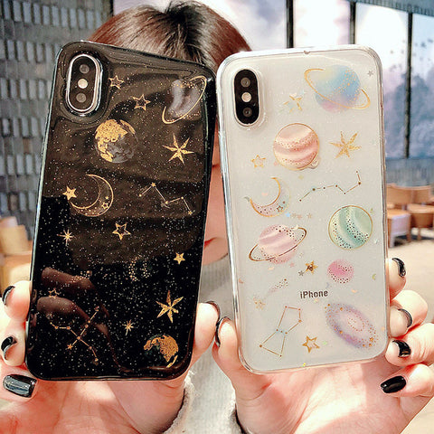 Image of Glitter Cute Space Planet Phone Case For iPhone