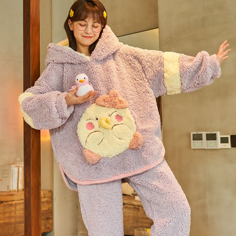 Image of Winter Pyjamas Cartoon Women Sleepwear