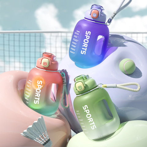 Image of 1.7L Super Capacity Gradient Straw Sports Fitness Water Bottle