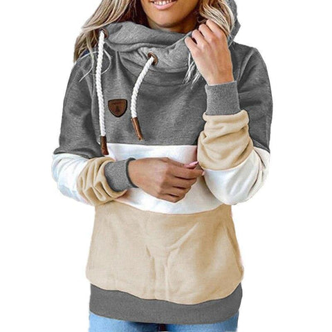 Image of Casual Solid Contrast Long Sleeve Hoodie.