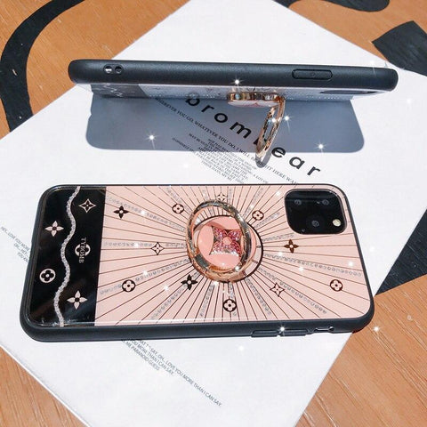 Image of For Apple iphone 11 Case Luxury Diamond With Ring Stand Gold protective back cover case for iphone 11 Pro Max iphone11 11Pro.