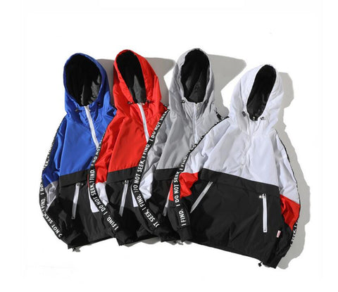 Image of Hooded Jackets Men Block Pullover Jacket.