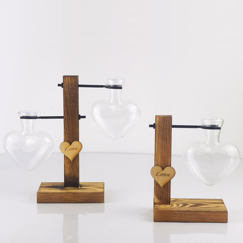 Image of Creative Love Hydroponic Transparent Glass Vase