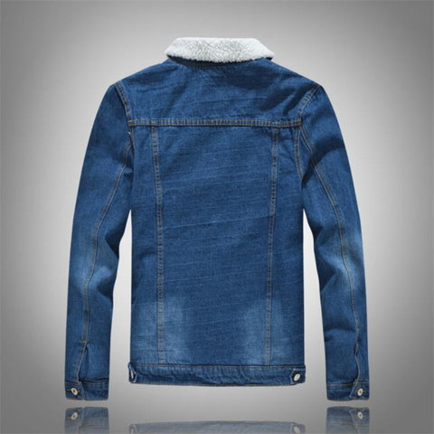 Image of Winter Men's Casual Denim Jacket Plus Velvet Warm Cotton Coat.