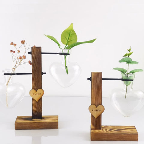 Image of Creative Love Hydroponic Transparent Glass Vase