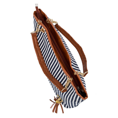 Image of Striped Canvas Handbag