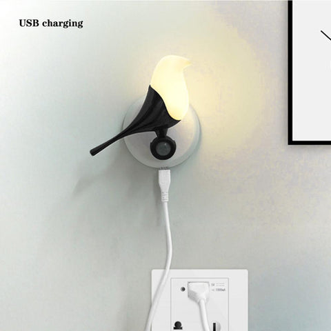 Image of Sensor Bird-shaped USB Powered Night Light LED Bedside Lamp.