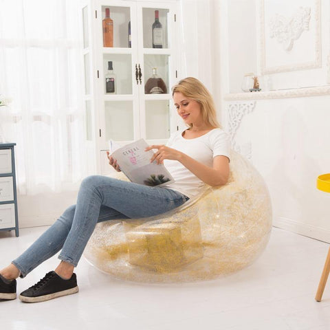 Image of Transparent Shiny Inflatable Sofa.