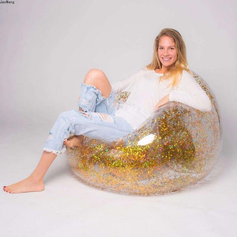 Image of Transparent Shiny Inflatable Sofa.