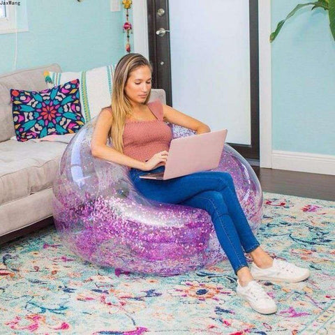Image of Transparent Shiny Inflatable Sofa.