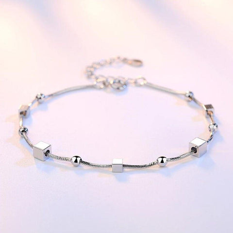 Image of NEHZY 925 Stamp Sterling silver retro square simple bracelet.