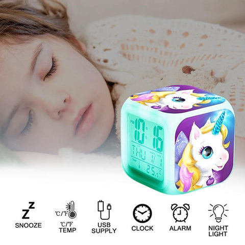 Image of Unicorn Alarm Clock 7 Colours Changing Led Night Light.