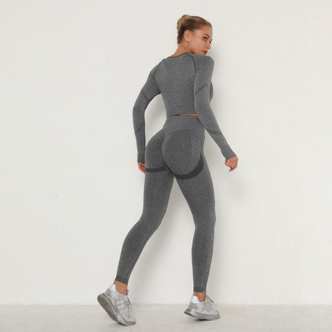 Image of Long Sleeve Top High Waist Leggings set.
