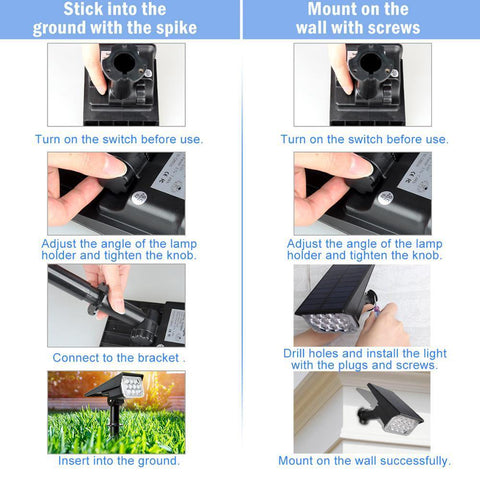 Image of T-SUNRISE 20 LED Solar Garden Light Waterproof Landscape Spotlights.