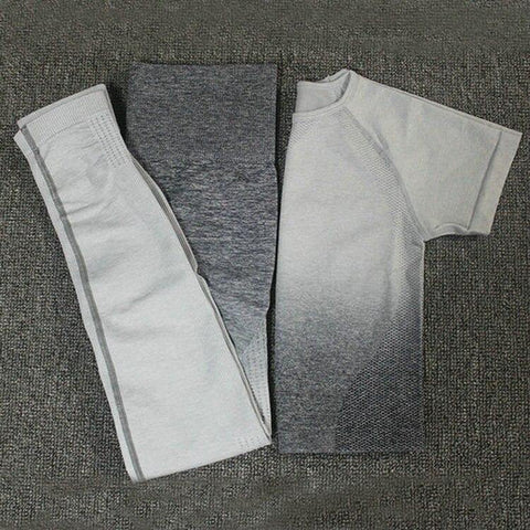 Image of Short Sleeve Yoga Set For Fitness Leggings + Cropped shirts.