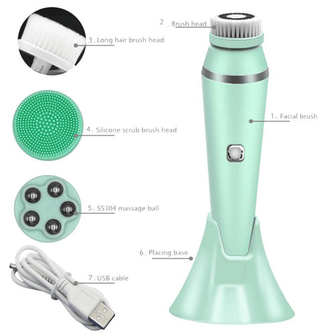 Image of 4 IN 1 Electric Face Deep Cleansing Brush Spin Pore Cleaner.