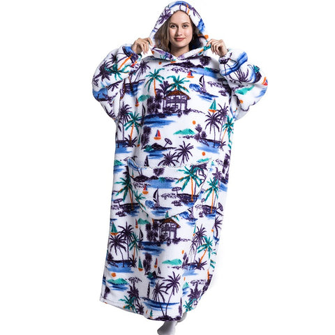 Image of Flannel Blanket with Sleeves Winter Hoodies