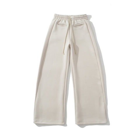 Image of Drawstring elastic waist loose wide leg pants